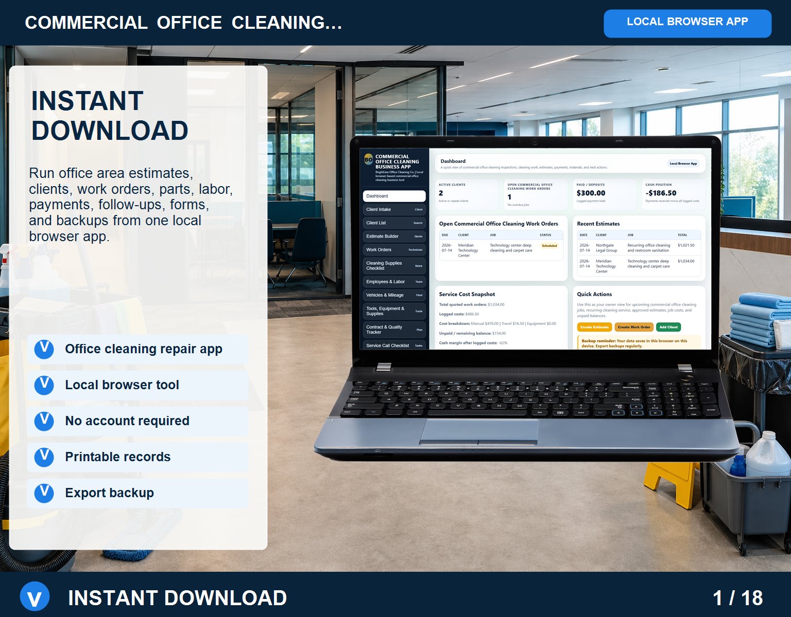 (image for) Commercial Office Cleaning Business App — Browser-Based