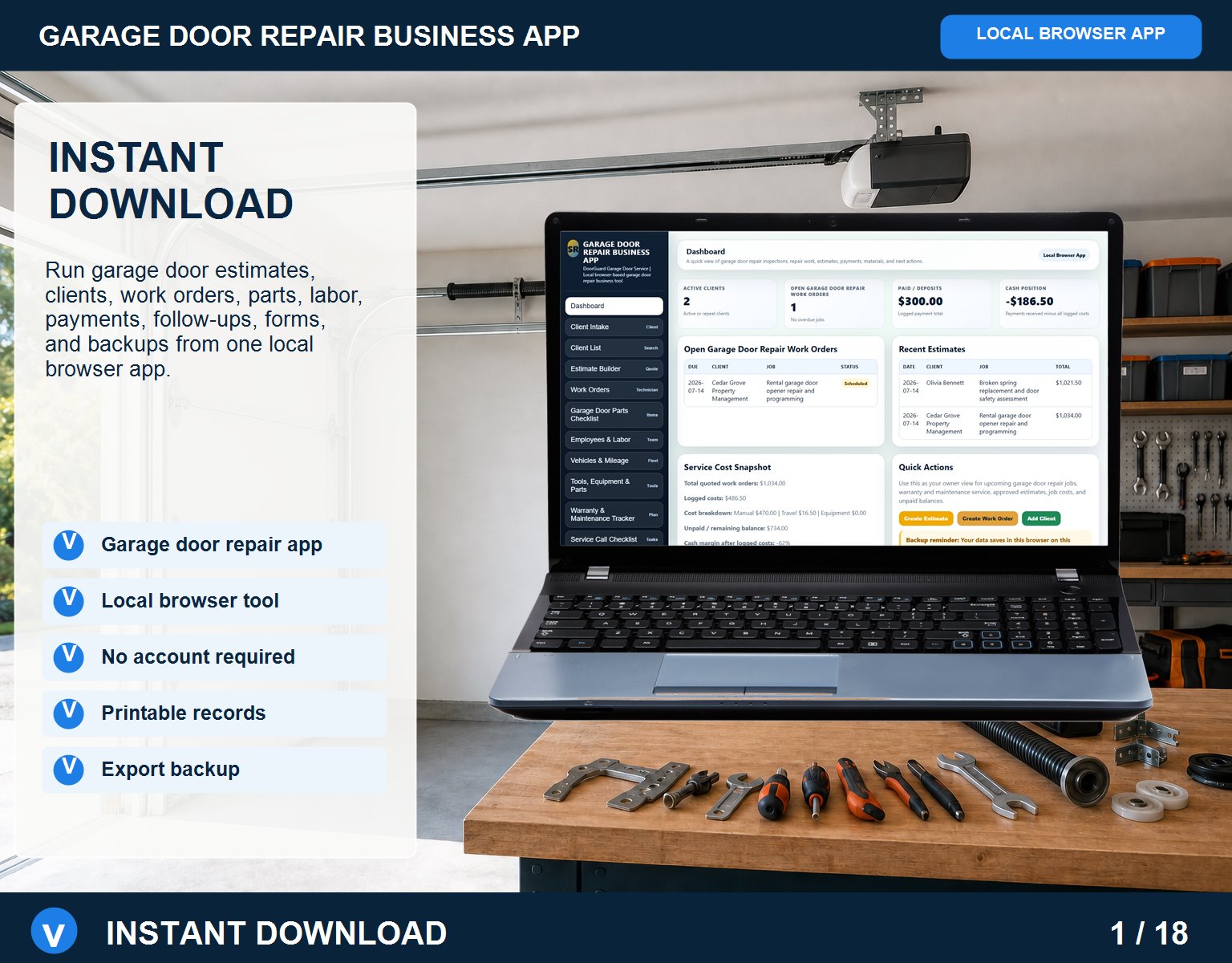 (image for) Garage Door Repair Business App — Browser-Based