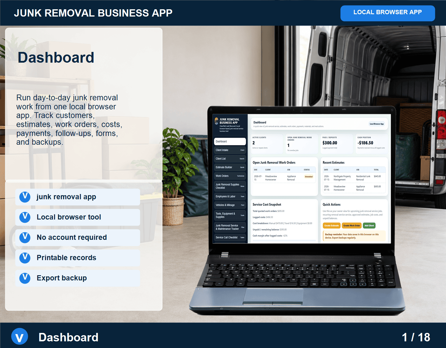 (image for) Junk Removal Business App — Browser-Based