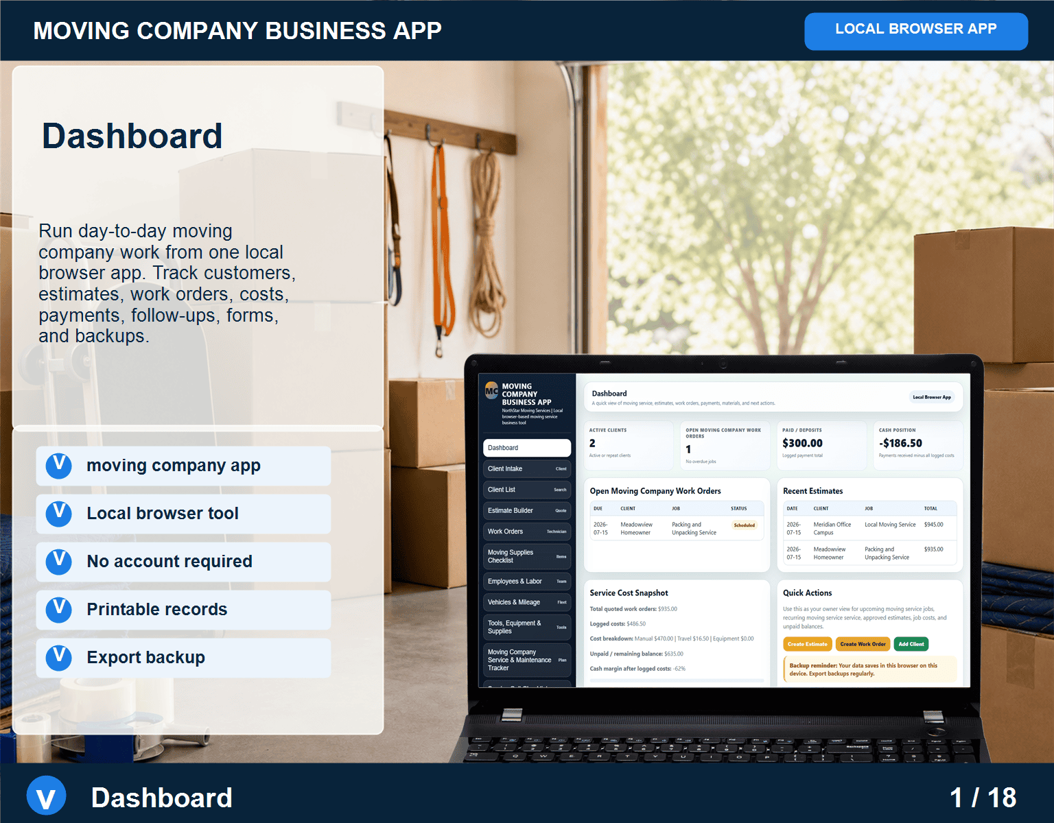Moving Company Business App — Browser-Based (image for) Moving Company Business App — Browser-Based